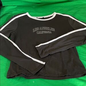 Black Long Sleeve Top with White Stripes